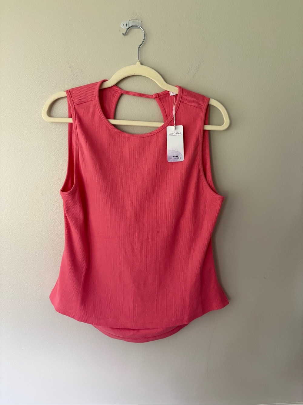 Lascana Women’s Open Back Cutout Crewneck Tank Top Coral Solid Size 12/14 - Picture 6 of 9